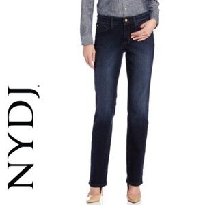 NWT NYDJ Women's Straight Jeans Gold Sparkle in Encino Wash 6